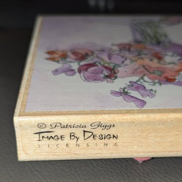 Stamps Happen Rubber Wood Mounted Patricia Giggs Sweet Peas Vase Flowers Stamp - Picture 3 of 6
